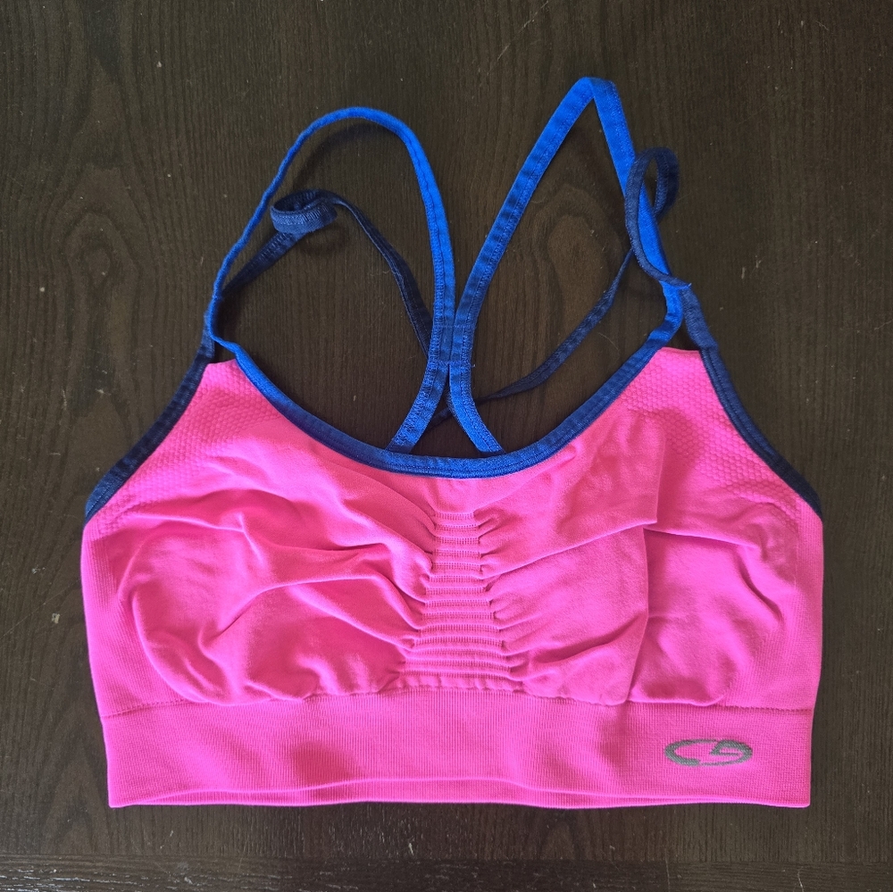 Champion Racerback Sports Bra Pink and Blue Moisture-Wicking